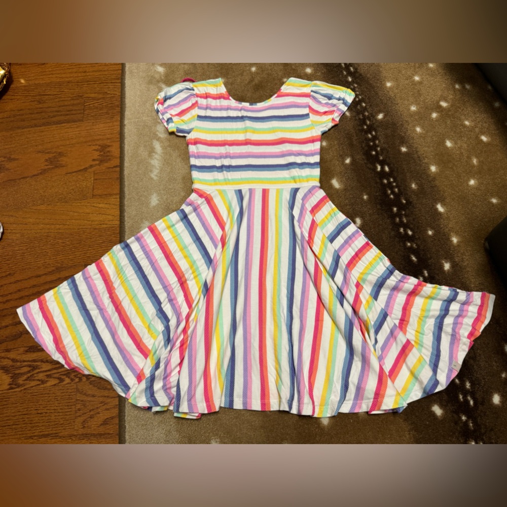 EUC size 11/12 Omi Jo Well Dressed Wolf Rainbow Stripe Dancer twirl dress